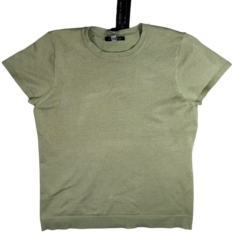 Cable & Gauge Knit Top Womens XL Green NWT Short Sleeve Crew Neck CGSW00448M